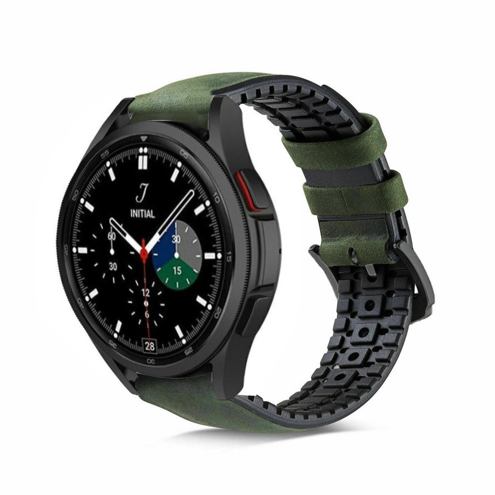 Strap-it Strap-it Samsung Galaxy Watch 4 Classic 46mm Silicone/Leather Strap (Green) Strap-it Strap-it Samsung Galaxy Watch 4 Classic 46mm Silicone/Leather Strap (Green)