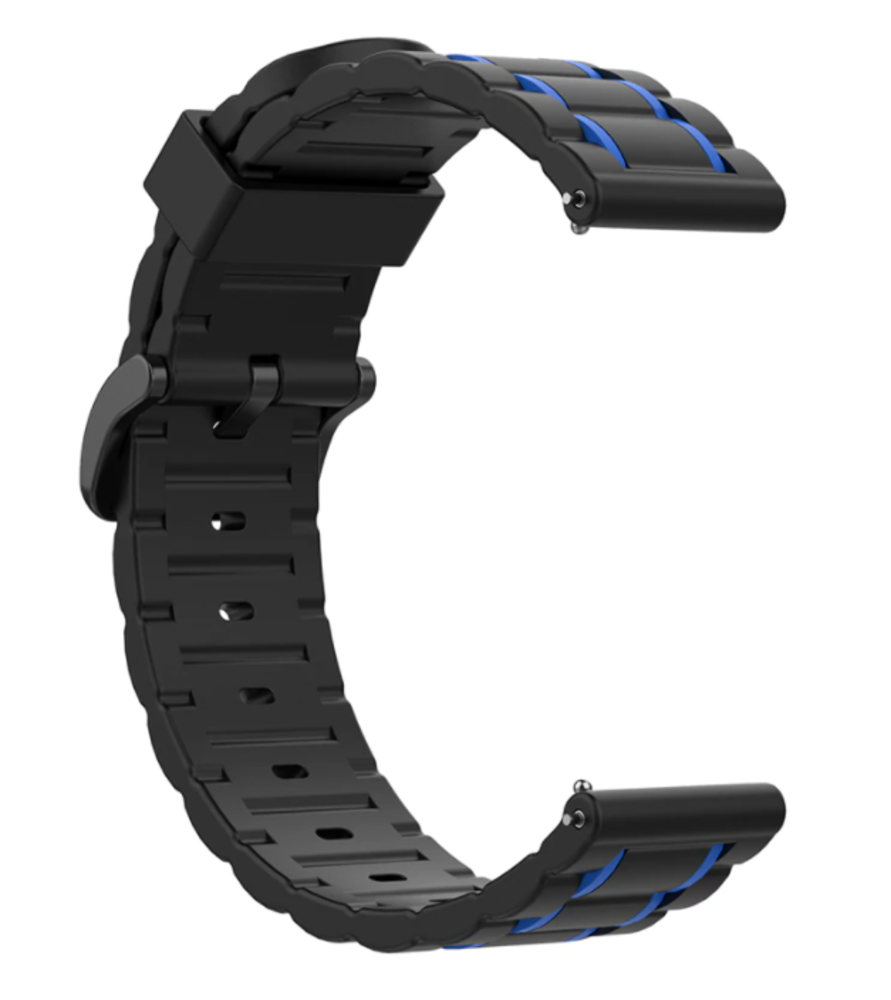 Strap-it Strap-it Samsung Galaxy Watch 4 44mm Silicone Strap Tough (Black/Blue) Strap-it Strap-it Samsung Galaxy Watch 4 44mm Silicone Strap Tough (Black/Blue)