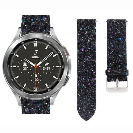 Strap-it Strap-it Samsung Galaxy Watch 4 Classic 46mm Glitter Leather Strap (Black) Strap-it Strap-it Samsung Galaxy Watch 4 Classic 46mm Glitter Leather Strap (Black)