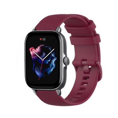 Strap-it Strap-it Amazfit GTS 3 Premium Silicone Strap (Dark Red)