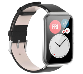 Strap-it Huawei Watch Fit New Leather Strap (Black) Strap-it Huawei Watch Fit New Leather Strap (Black)