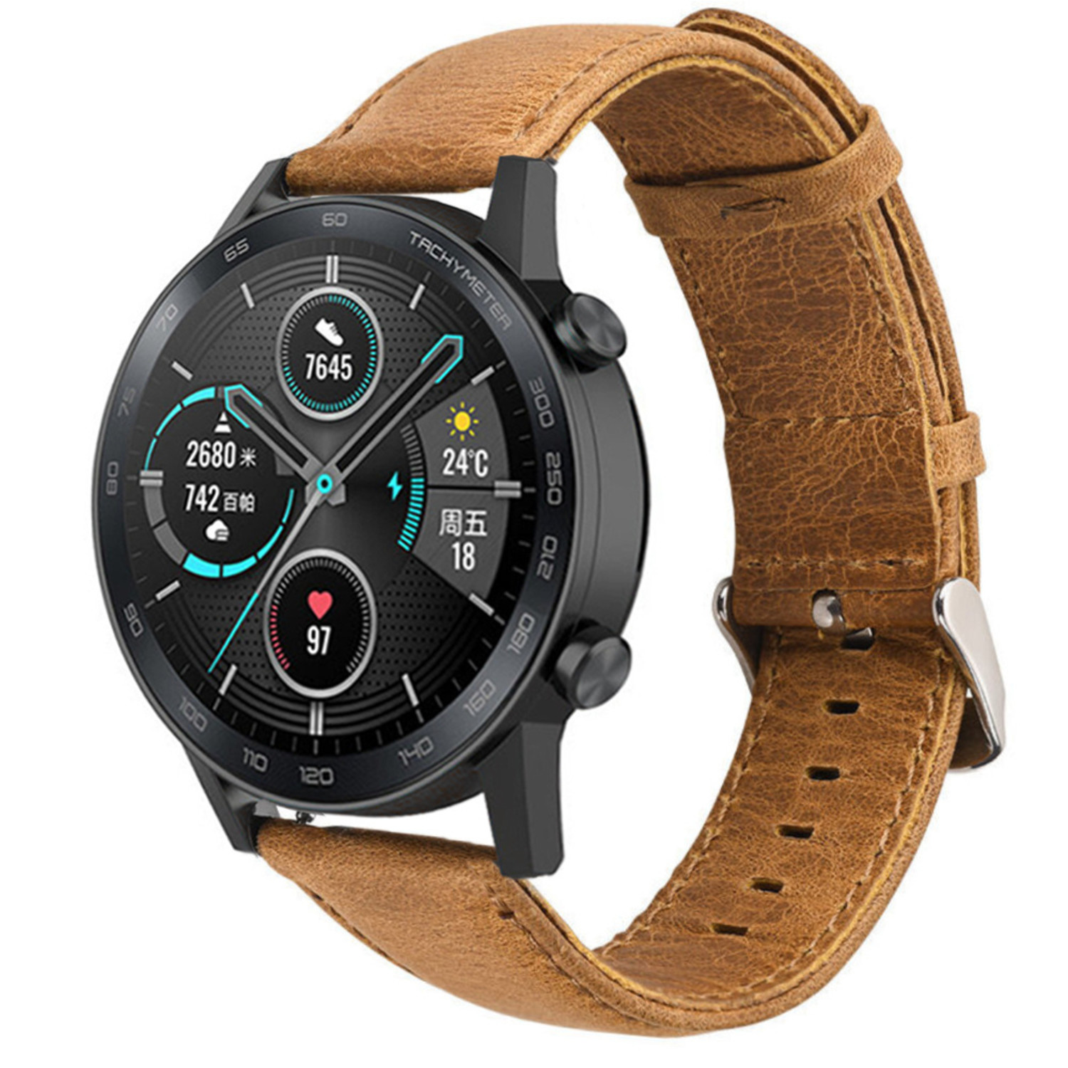 Strap-it Strap-it Honor Magic Watch 2 Leather Strap (Brown)