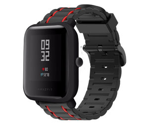 Strap-it Xiaomi Amazfit Bip Silicone Strap Tough (Black/Red)