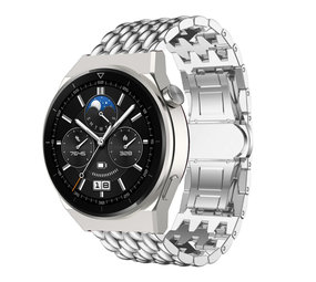 Strap-it Huawei Watch GT 3 Pro 46mm Dragon Strap Steel (Silver) Strap-it Huawei Watch GT 3 Pro 46mm Dragon Strap Steel (Silver)