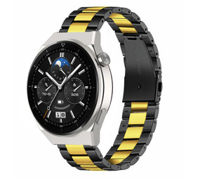 Strap-it Huawei Watch GT 3 Pro 46mm Steel Strap (Black/Gold) Strap-it Huawei Watch GT 3 Pro 46mm Steel Strap (Black/Gold)