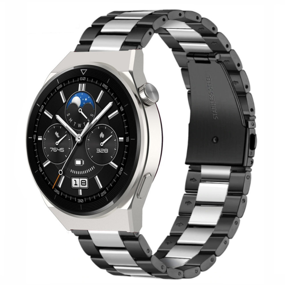Strap-it Strap-it Huawei Watch GT 3 Pro 46mm Steel Strap (Black/Silver) Strap-it Strap-it Huawei Watch GT 3 Pro 46mm Steel Strap (Black/Silver)