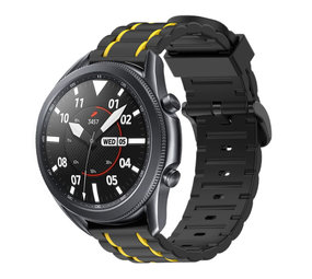 Strap-it Samsung Galaxy Watch 3 45mm Silicone Strap Tough (Black/Yellow)