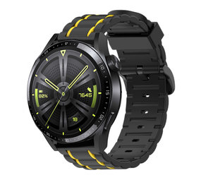 Strap-it Huawei Watch GT 3 46mm Silicone Strap Tough (Black/Yellow)