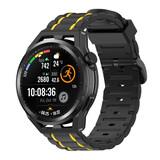 Strap-it Huawei Watch GT Runner Silicone Strap Tough (Black/Yellow)