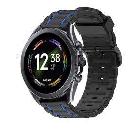 Strap-it Fossil Gen 6 44mm Silicone Strap Tough (Black/Blue)