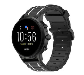 Strap-it Fossil Gen 5 Silicone Strap Tough (Black/White)