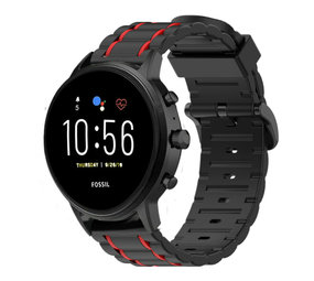 Strap-it Fossil Gen 5 Silicone Strap Tough (Black/Red)