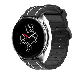 Strap-it OnePlus Watch Silicone Strap Tough (Black/White)