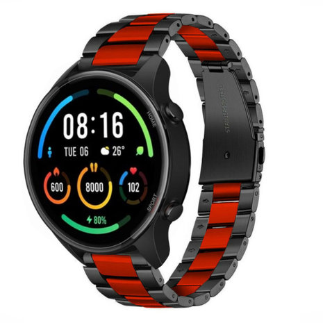 Strap-it Strap-it Xiaomi Mi Watch Steel Strap (Black/Red) Strap-it Strap-it Xiaomi Mi Watch Steel Strap (Black/Red)