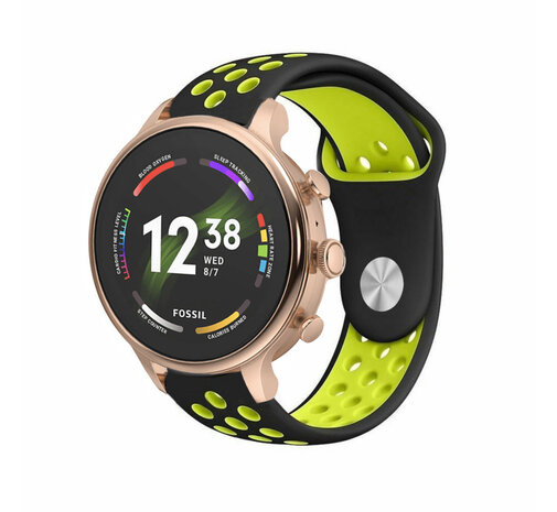 Strap it Strap it Fossil Gen 6 42mm Sport Strap Black Yellow