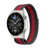 Strap-it Huawei Watch GT 3 Pro 46mm Milanese Strap (Black/Red) Strap-it Huawei Watch GT 3 Pro 46mm Milanese Strap (Black/Red)