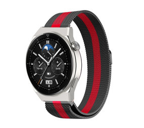 Strap-it Huawei Watch GT 3 Pro 46mm Milanese Strap (Black/Red) Strap-it Huawei Watch GT 3 Pro 46mm Milanese Strap (Black/Red)
