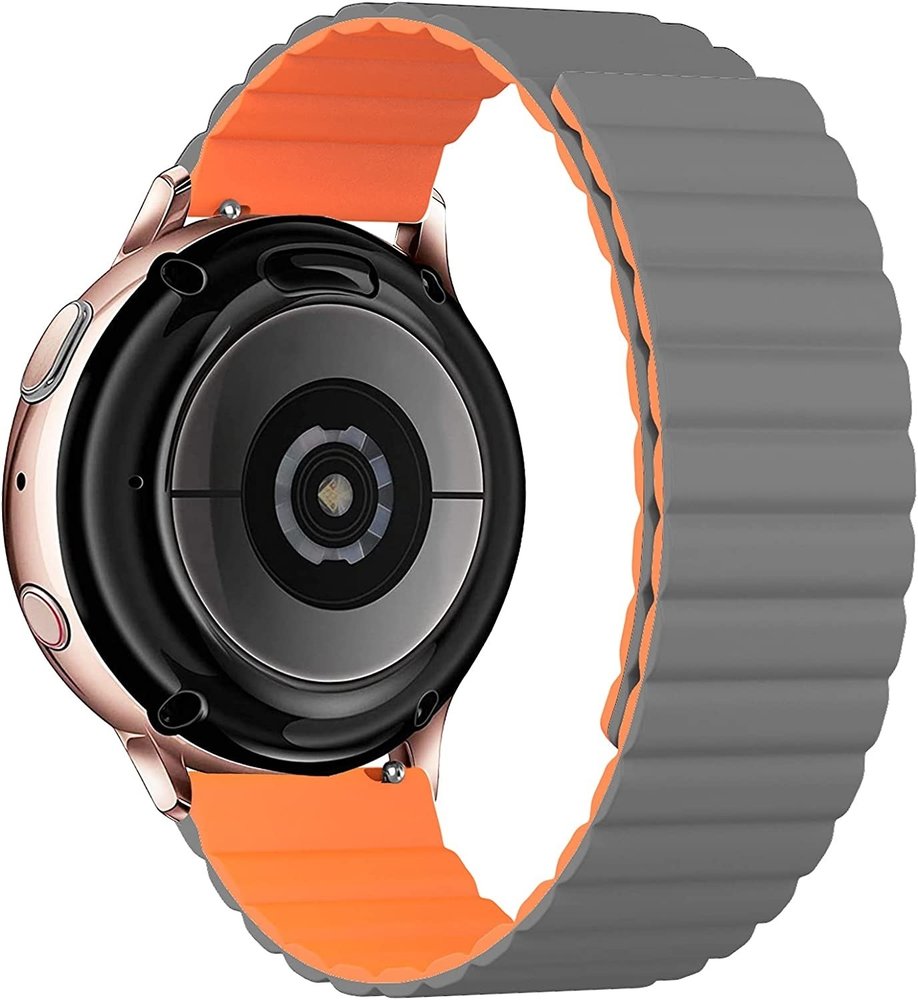 Strap-it Strap-it Samsung Galaxy Watch Active Magnetic Silicone Strap (Grey/Orange) Strap-it Strap-it Samsung Galaxy Watch Active Magnetic Silicone Strap (Grey/Orange)