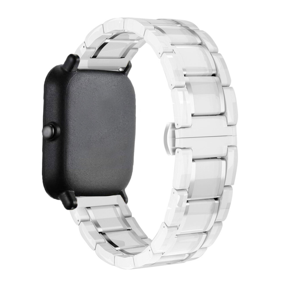 Strap-it Strap-it Amazfit Bip Ceramic/Steel Strap (White/Silver) Strap-it Strap-it Amazfit Bip Ceramic/Steel Strap (White/Silver)