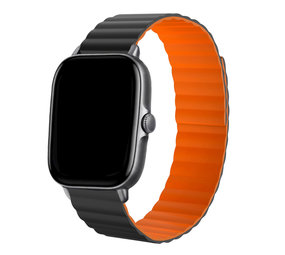 Strap-it Amazfit GTS 3 Magnetic Silicone Strap (Black/Orange)