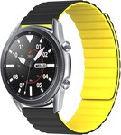 Strap-it Strap-it Samsung Galaxy Watch 3 45mm Magnetic Silicone Strap (Black/Yellow)