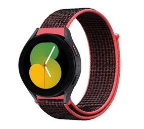 Strap-it Samsung Galaxy Watch 5 40mm Nylon Strap (Black/Coral) Strap-it Samsung Galaxy Watch 5 40mm Nylon Strap (Black/Coral)