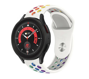 Strap-it Samsung Galaxy Watch 5 Pro Sport Strap (White/Rainbow) Strap-it Samsung Galaxy Watch 5 Pro Sport Strap (White/Rainbow)