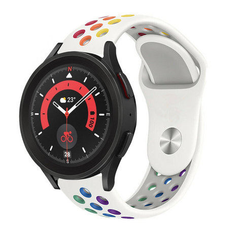 Strap-it Strap-it Samsung Galaxy Watch 5 Pro Sport Strap (White/Rainbow) Strap-it Strap-it Samsung Galaxy Watch 5 Pro Sport Strap (White/Rainbow)