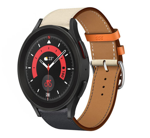Strap-it Strap-it Samsung Galaxy Watch 5 Pro Leather Strap (White/Dark Blue) Strap-it Strap-it Samsung Galaxy Watch 5 Pro Leather Strap (White/Dark Blue)