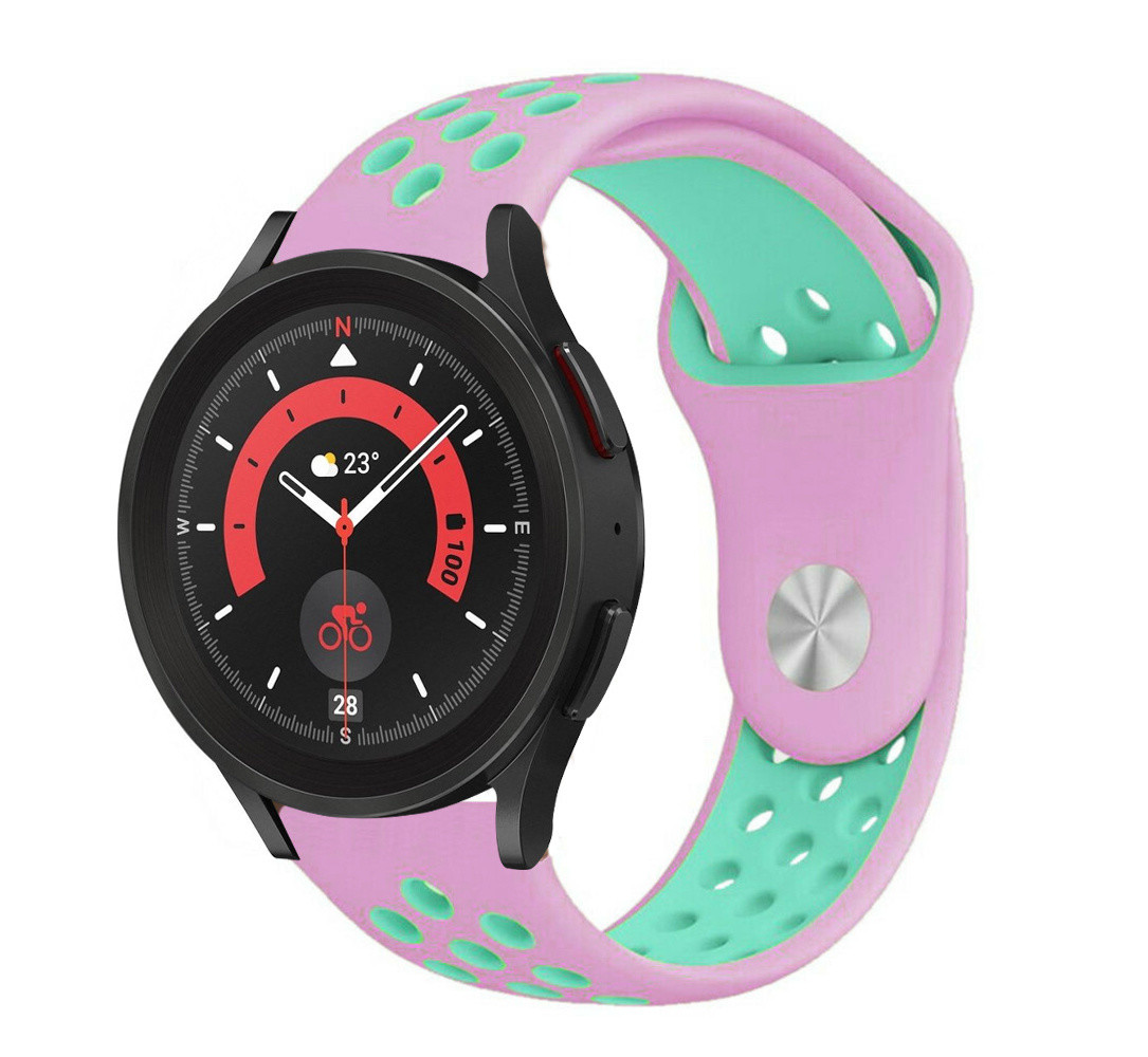 Strap-it Strap-it Samsung Galaxy Watch 5 Pro Sport Strap (Pink/Aqua) Strap-it Strap-it Samsung Galaxy Watch 5 Pro Sport Strap (Pink/Aqua)