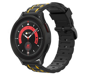 Strap-it Samsung Galaxy Watch 5 Pro Silicone Strap Tough (Black/Yellow)
