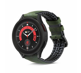Strap-it Samsung Galaxy Watch 5 Pro Silicone/Leather Strap (Green)