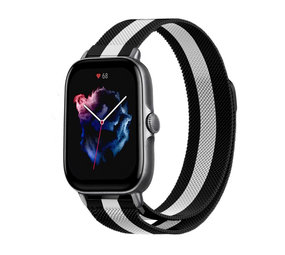 Strap-it Amazfit GTS 3 Milanese Strap (Black/White) Strap-it Amazfit GTS 3 Milanese Strap (Black/White)