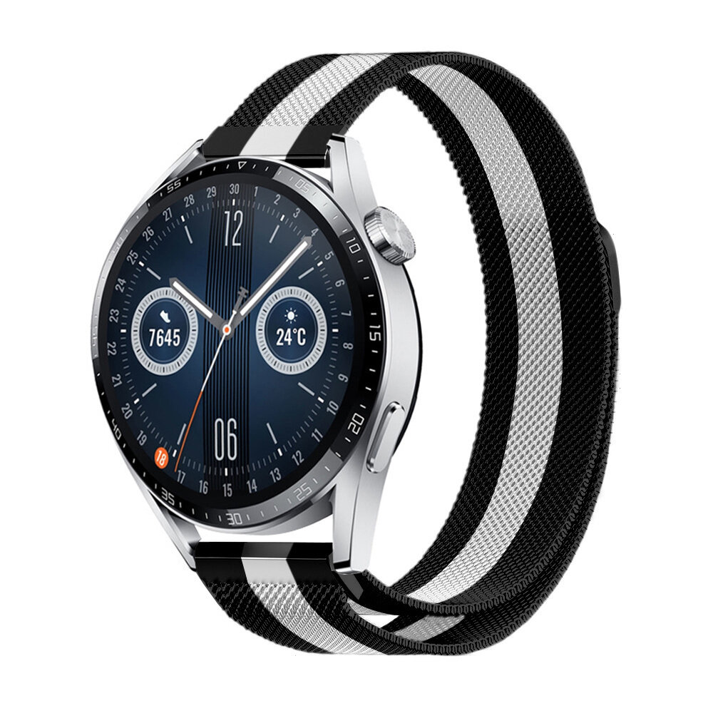 Strap-it Strap-it Huawei Watch GT 3 46mm Milanese Strap (Black/White) Strap-it Strap-it Huawei Watch GT 3 46mm Milanese Strap (Black/White)