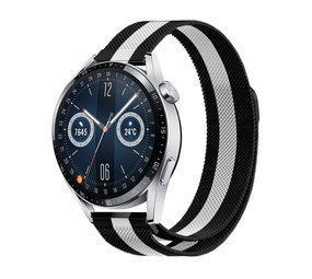 Strap-it Huawei Watch GT 3 46mm Milanese Strap (Black/White) Strap-it Huawei Watch GT 3 46mm Milanese Strap (Black/White)