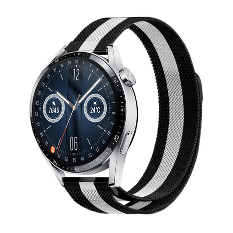 Strap-it Strap-it Huawei Watch GT 3 46mm Milanese Strap (Black/White) Strap-it Strap-it Huawei Watch GT 3 46mm Milanese Strap (Black/White)
