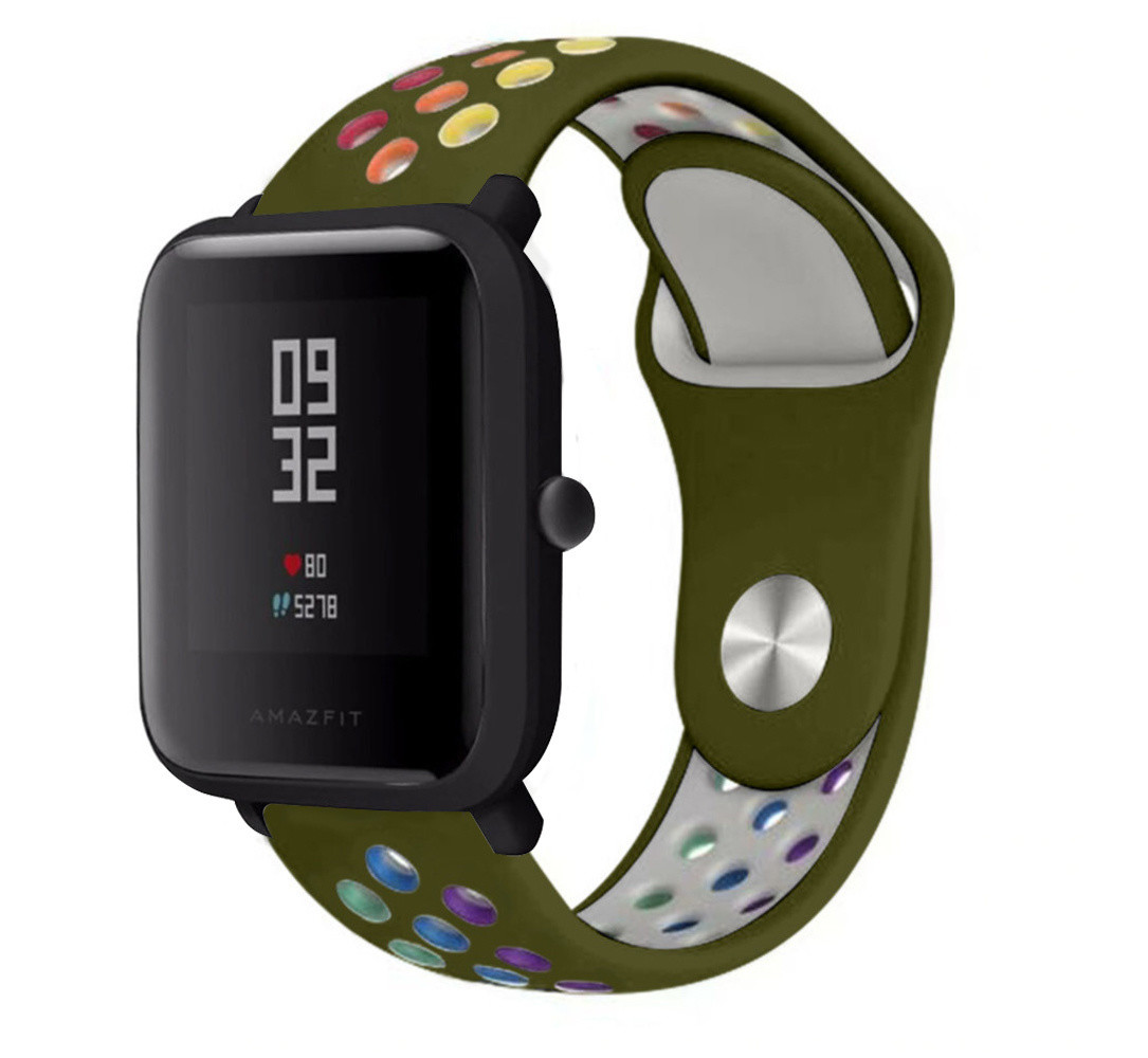 Strap-it Strap-it Amazfit Bip Sport Strap (Army Green/Rainbow) Strap-it Strap-it Amazfit Bip Sport Strap (Army Green/Rainbow)