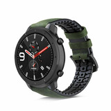 Strap-it Xiaomi Amazfit GTR Silicone/Leather Strap (Black/Green)