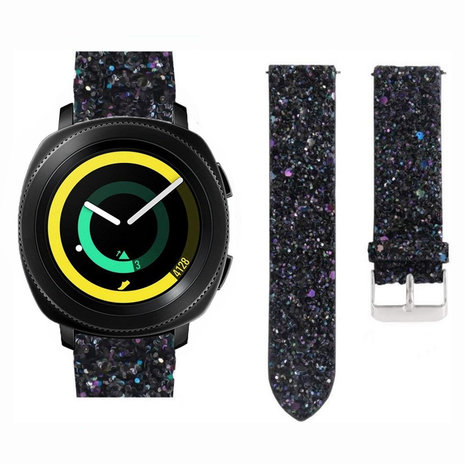 Strap-it Strap-it Samsung Gear Sport Leather Glitter Strap (Black) Strap-it Strap-it Samsung Gear Sport Leather Glitter Strap (Black)
