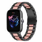 Strap-it Strap-it Amazfit GTS 3 Steel Strap (Black/Pink)