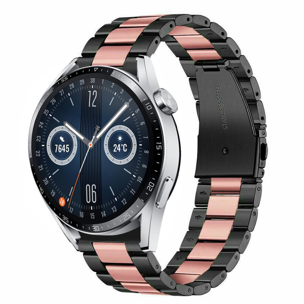 Strap-it Strap-it Huawei Watch GT 3 46mm Steel Strap (Black/Pink) Strap-it Strap-it Huawei Watch GT 3 46mm Steel Strap (Black/Pink)