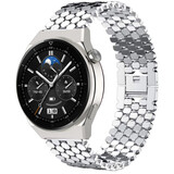 Strap-it Huawei Watch GT 3 Pro 46mm Steel Strap Hexagons (Silver)