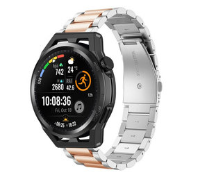 Strap-it Huawei Watch GT Runner Steel Strap (Silver/Rose Gold) Strap-it Huawei Watch GT Runner Steel Strap (Silver/Rose Gold)
