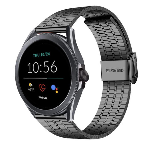 Strap-it Strap-it Fossil Gen 5e 44mm Fine Steel Strap (Black) Strap-it Strap-it Fossil Gen 5e 44mm Fine Steel Strap (Black)