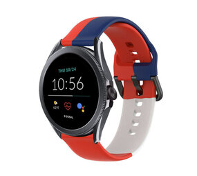 Strap-it Fossil Gen 5e 44mm Silicone Strap Triple (Red-White-Blue)