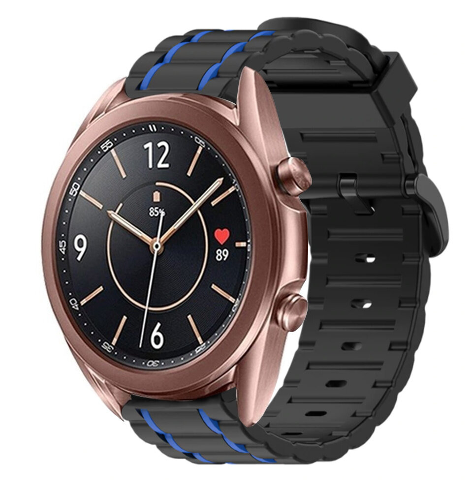 Strap-it Strap-it Samsung Galaxy Watch 3 41mm Silicone Strap Tough (Black/Blue) Strap-it Strap-it Samsung Galaxy Watch 3 41mm Silicone Strap Tough (Black/Blue)