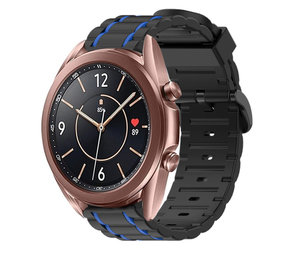 Strap-it Samsung Galaxy Watch 3 41mm Silicone Strap Tough (Black/Blue)