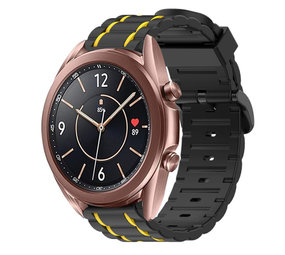 Strap-it Samsung Galaxy Watch 3 41mm Silicone Strap Tough (Black/Yellow)