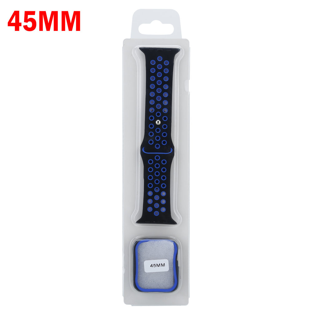 Strap-it Strap-it Apple Watch 7 Sport Strap + TPU Case (Black/Blue) Strap-it Strap-it Apple Watch 7 Sport Strap + TPU Case (Black/Blue)