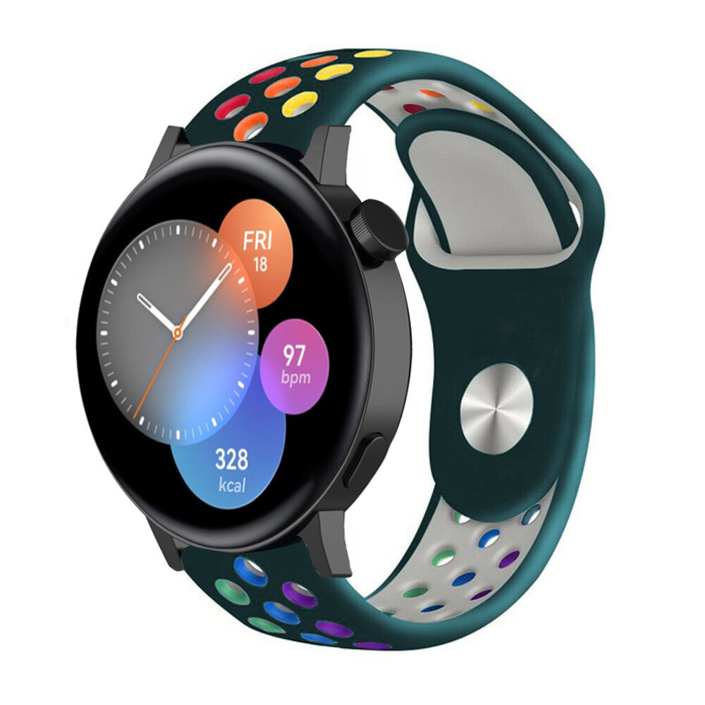 Strap-it Strap-it Huawei Watch GT 3 42mm Sport Strap (Pine Green/Rainbow) Strap-it Strap-it Huawei Watch GT 3 42mm Sport Strap (Pine Green/Rainbow)